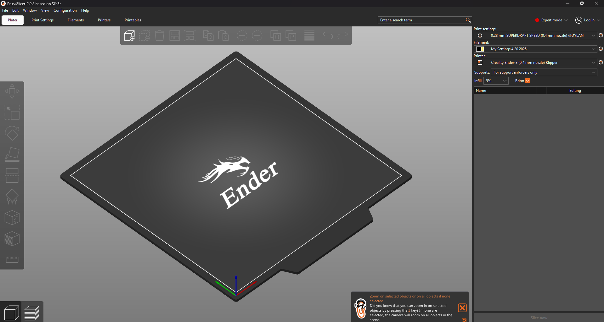 PrusaSlicer software interface with a skull model